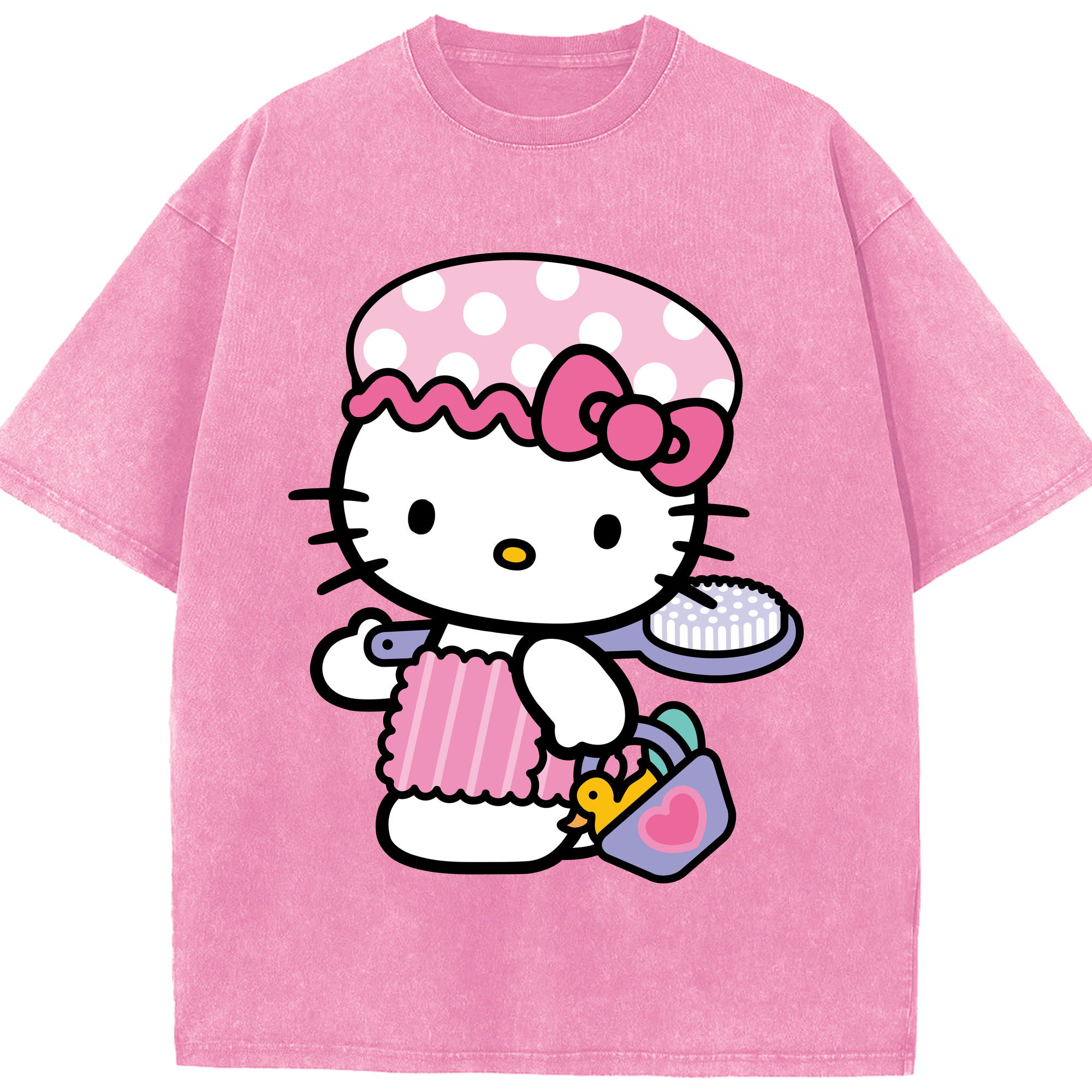 （画像用） Hello Kitty ハローキティ 綿100% ヴィンテージ風 半袖Tシャツ（フロントプリント）